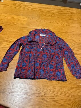 BNWOT - Roller Rabbit Girls Red & Blue Floral Button-Front Shirt - Size 8